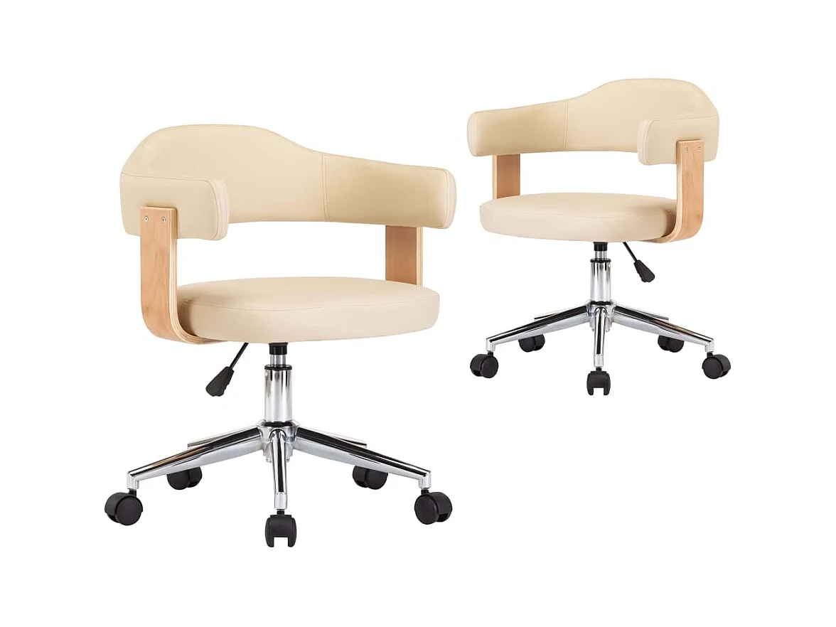 Chaises pivotantes de salle à manger 2 pcs Crème Similicuir 10
