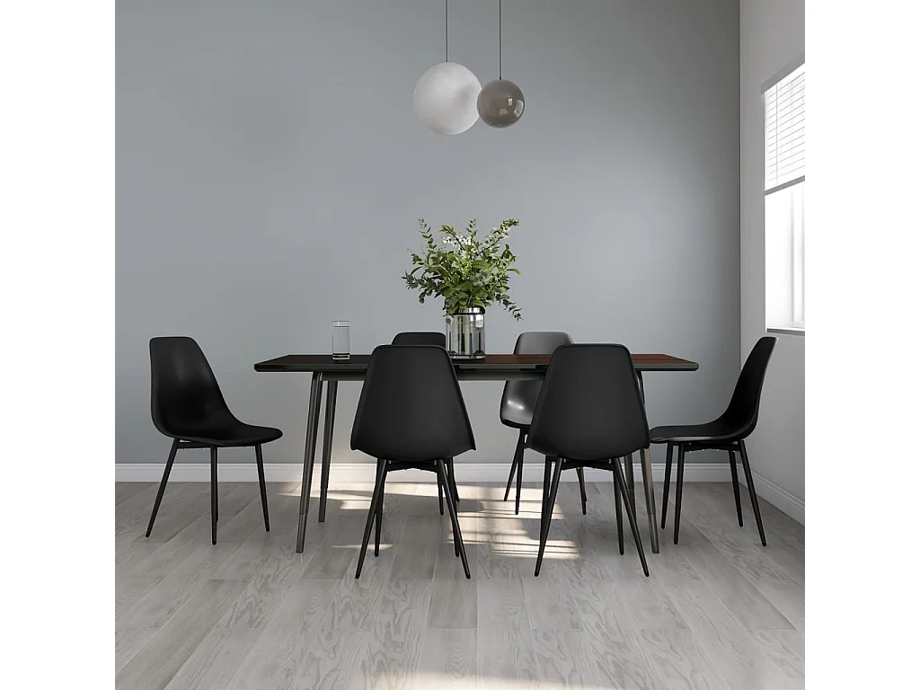 Chaises de salle à manger 6 pcs Noir PP 2