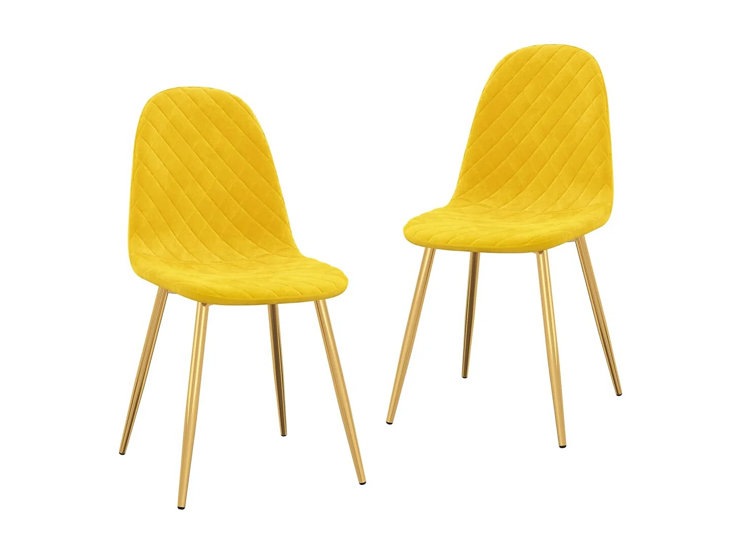 Chaise pieds métal doré et assise velours jaune Skyla - Lot de 2