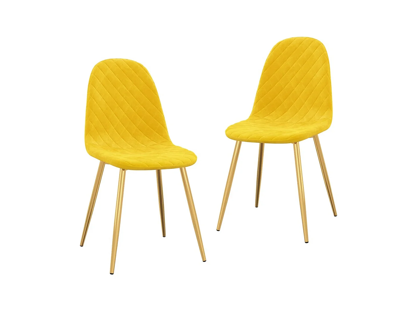 Chaise pieds métal doré et assise velours jaune Skyla - Lot de 2