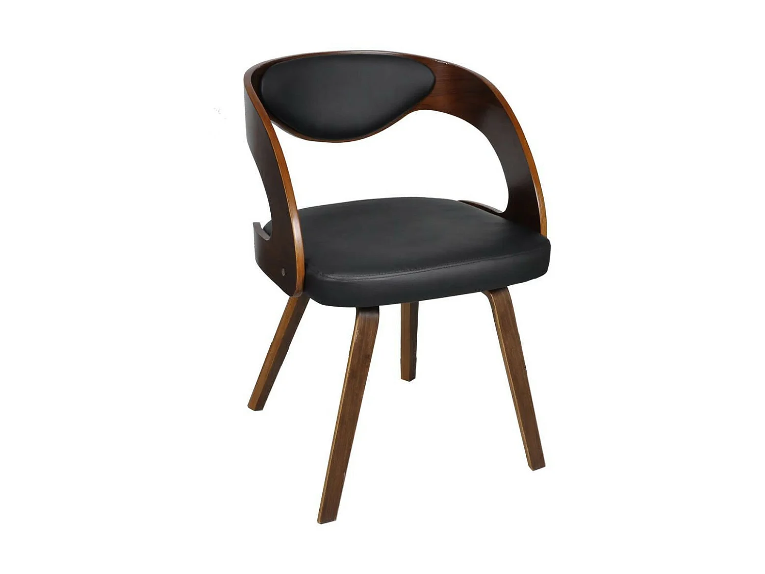 Chaises de salle à manger 4pcs Marron Bois courbé et similicuir