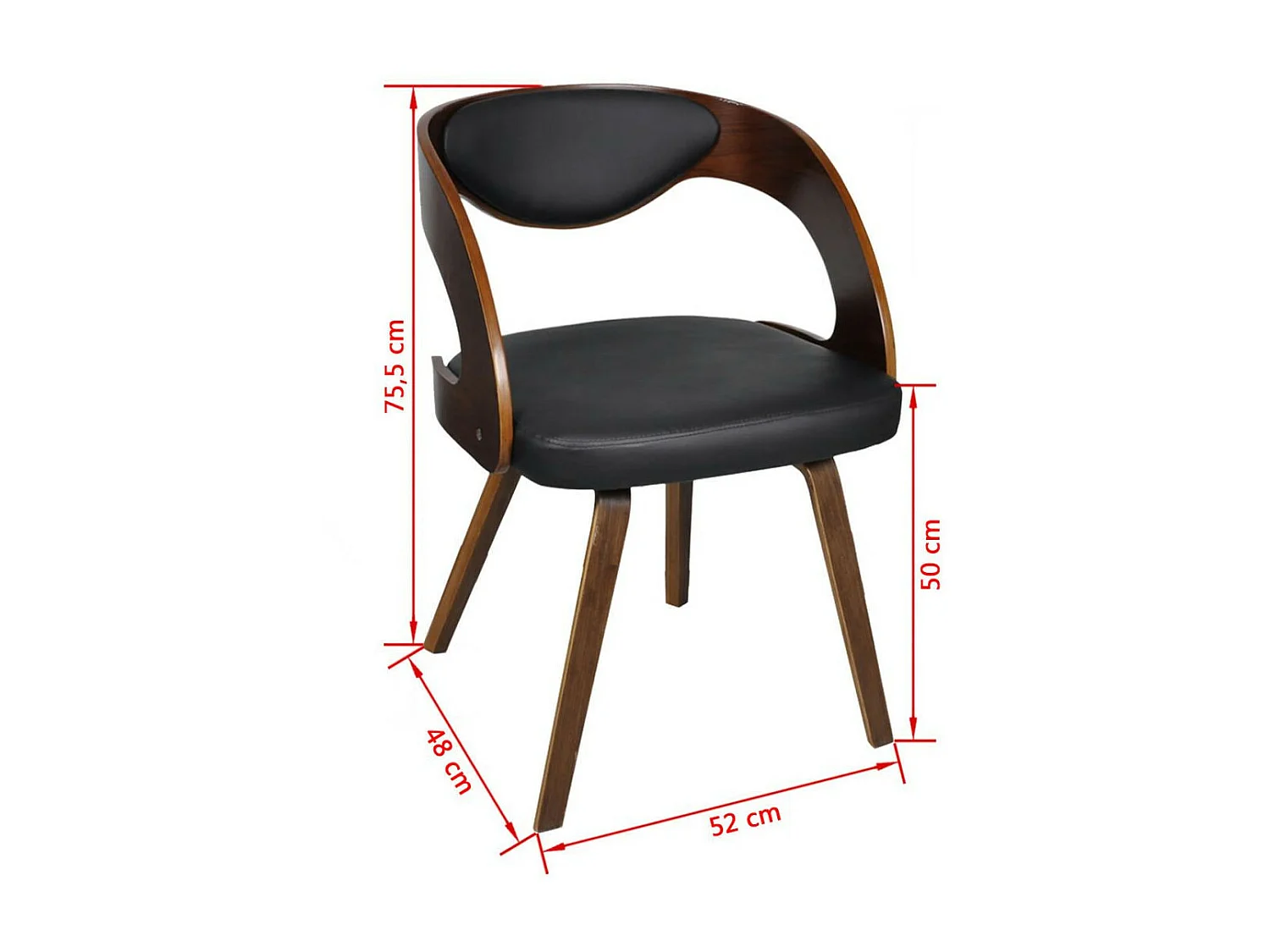 Chaises de salle à manger 4pcs Marron Bois courbé et similicuir