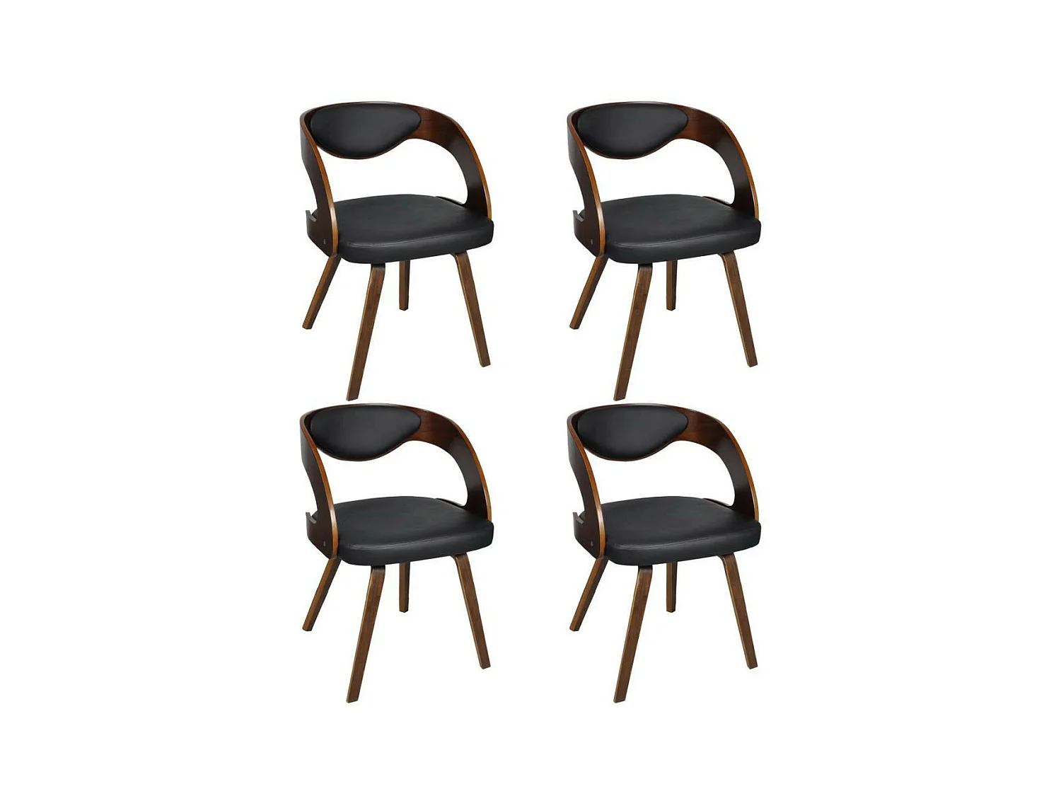 Chaises de salle à manger 4pcs Marron Bois courbé et similicuir