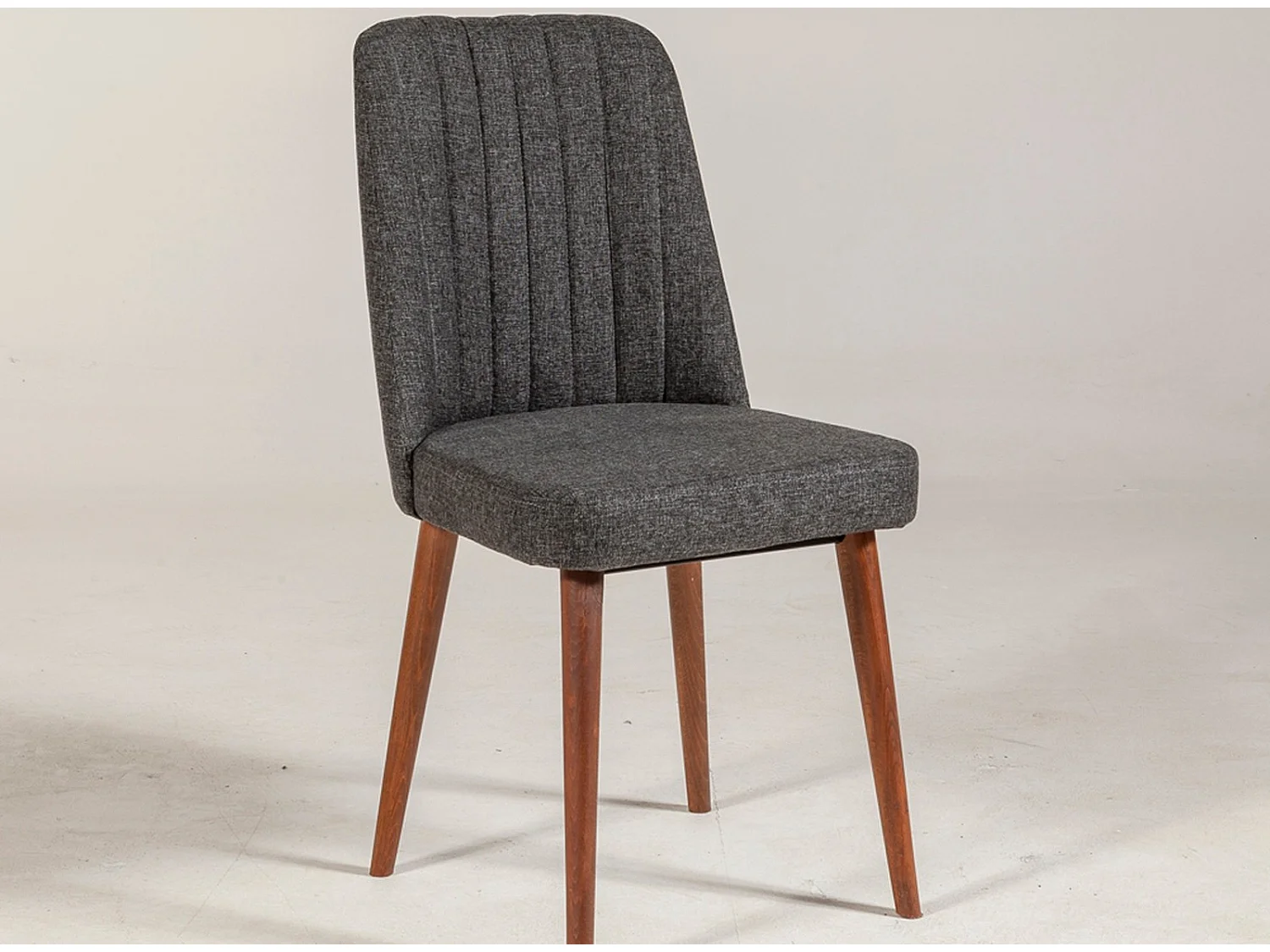 Chaise de salle à manger tissu anthracite et bois Noyer Mareva