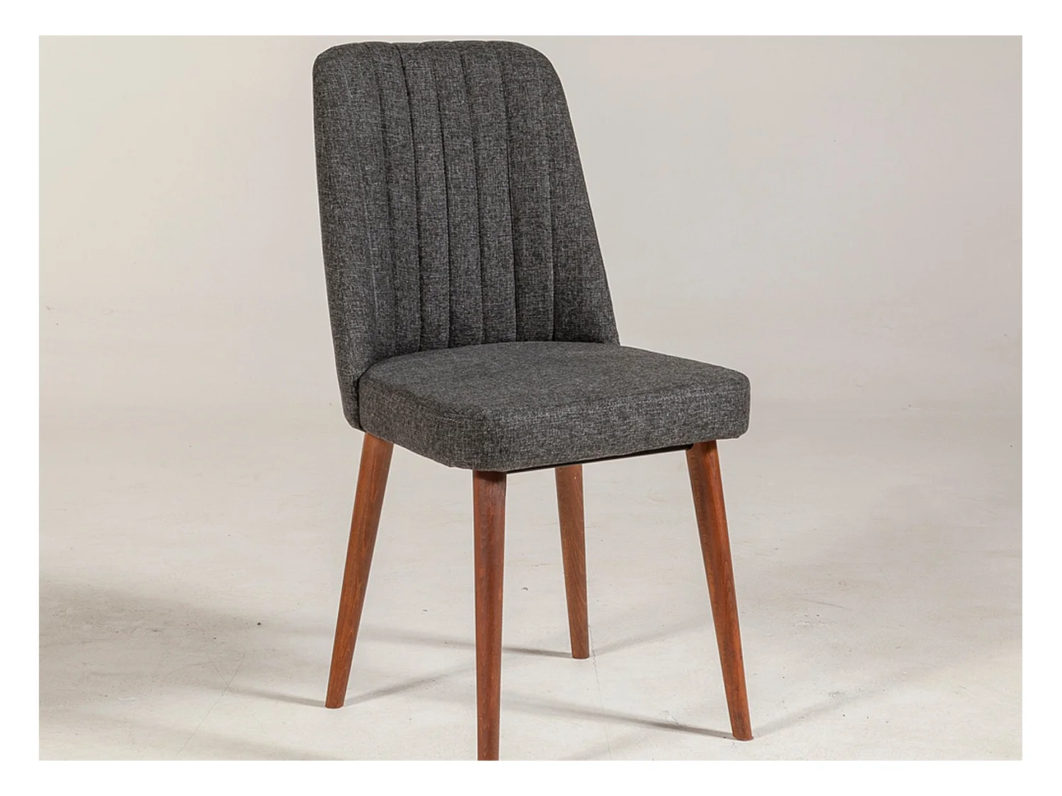 Chaise de salle à manger tissu anthracite et bois Noyer Mareva