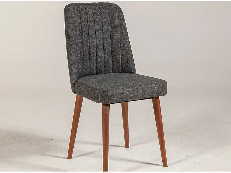 Chaise de salle à manger tissu anthracite et bois Noyer Mareva