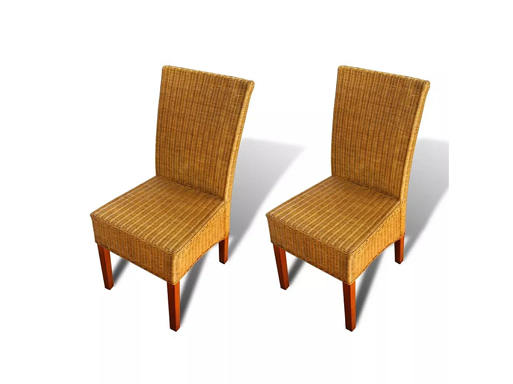 Chaises de salle à manger 2 pcs Marron Rotin naturel