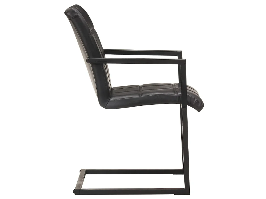 Chaises de salle à manger cantilever 2 pcs Noir Cuir véritable