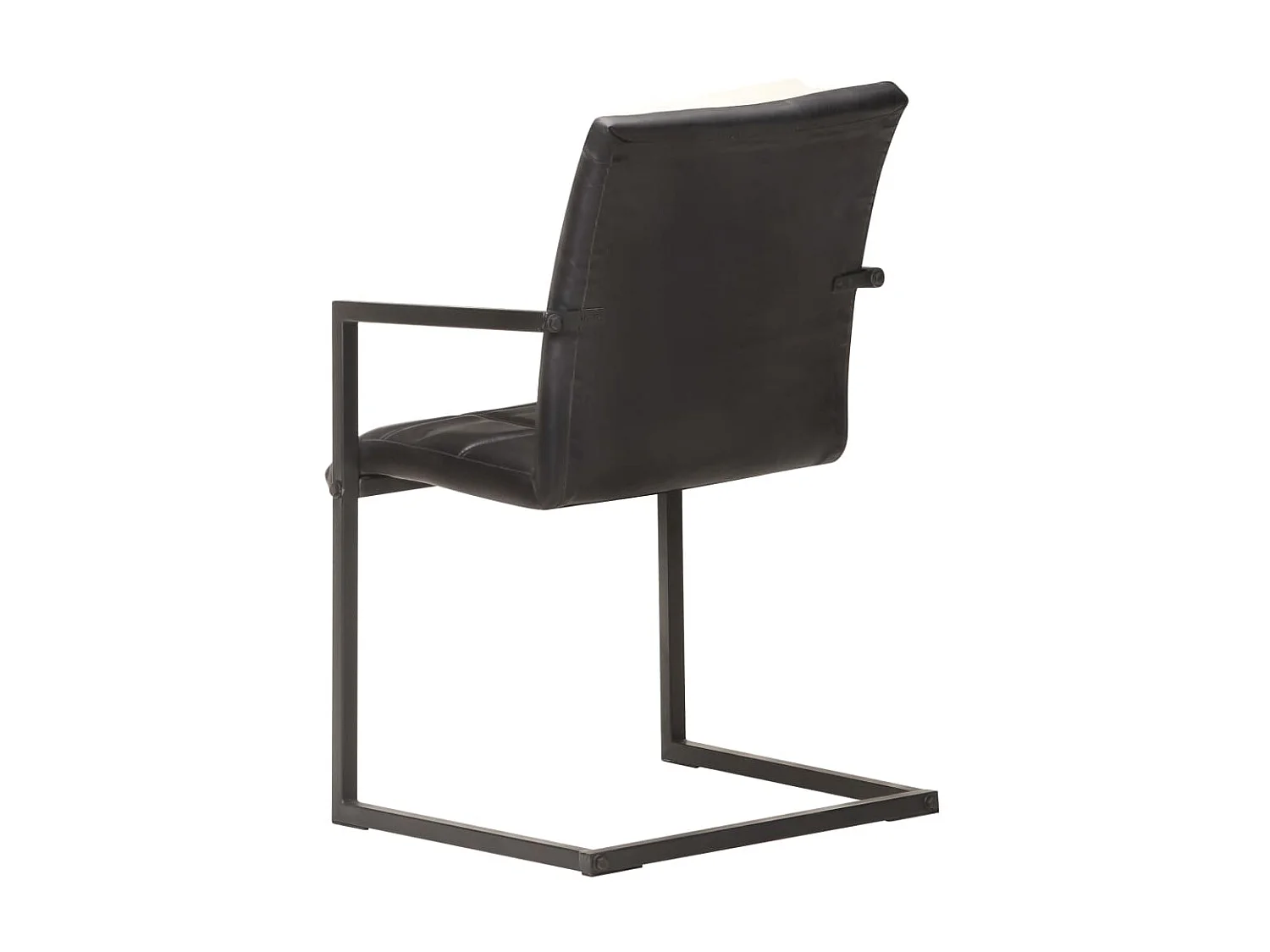 Chaises de salle à manger cantilever 2 pcs Noir Cuir véritable