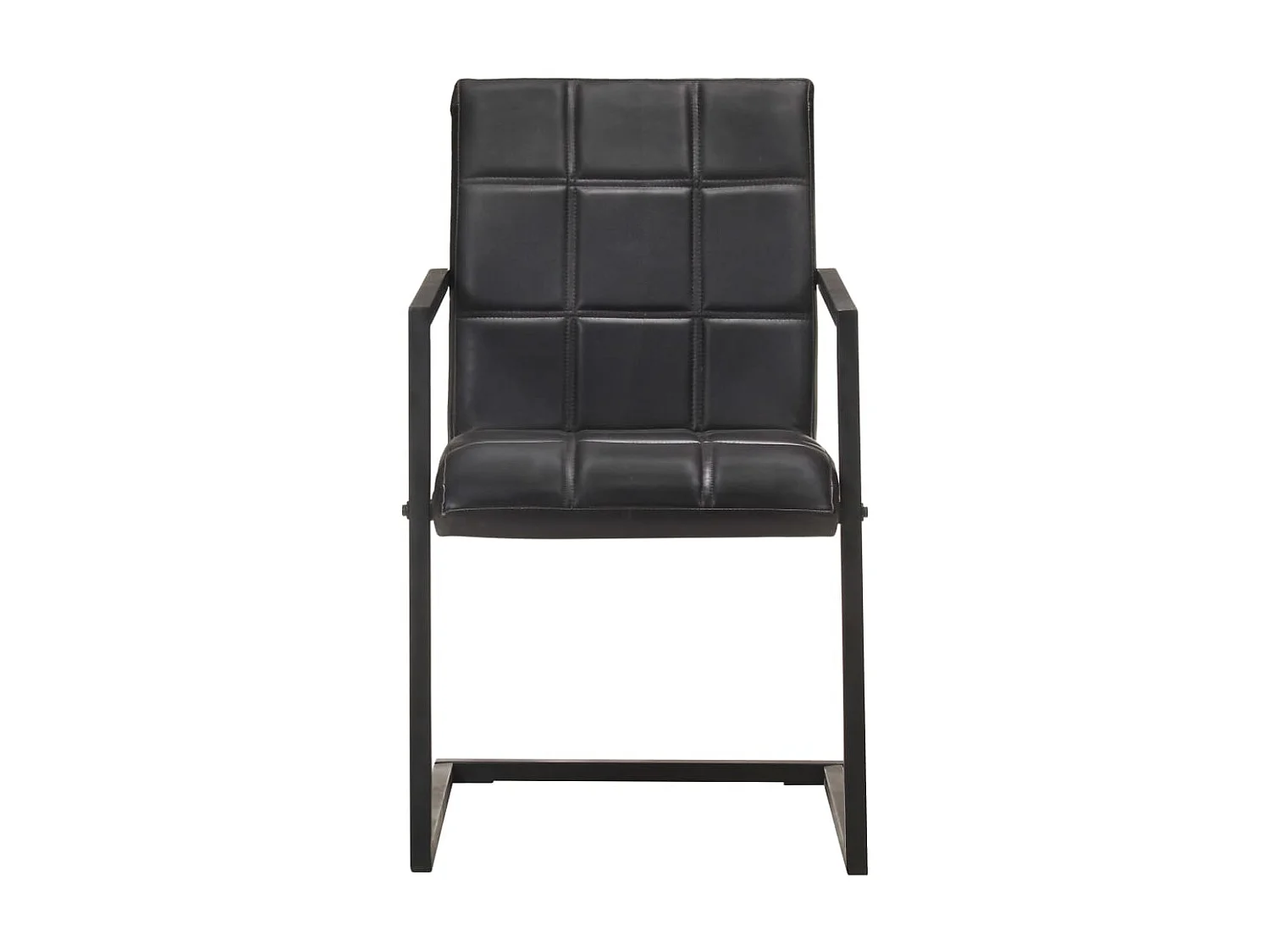 Chaises de salle à manger cantilever 2 pcs Noir Cuir véritable