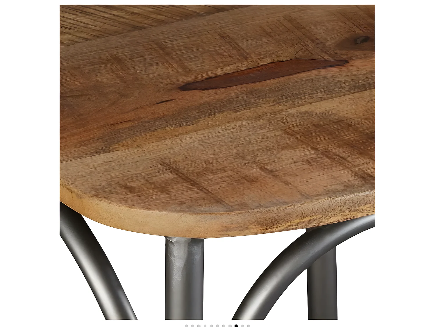 Chaise de cuisine bois vintage massif clair et métal gris Tiphen - Lot de 2