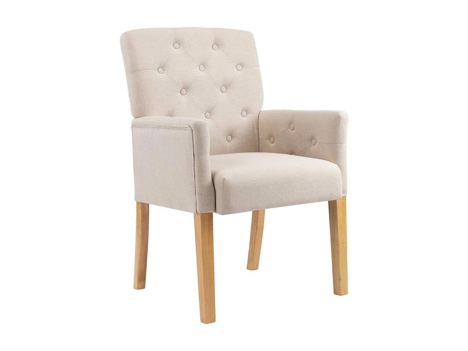 Chaises de salle à manger avec accoudoirs 2 pcs Beige Tissu