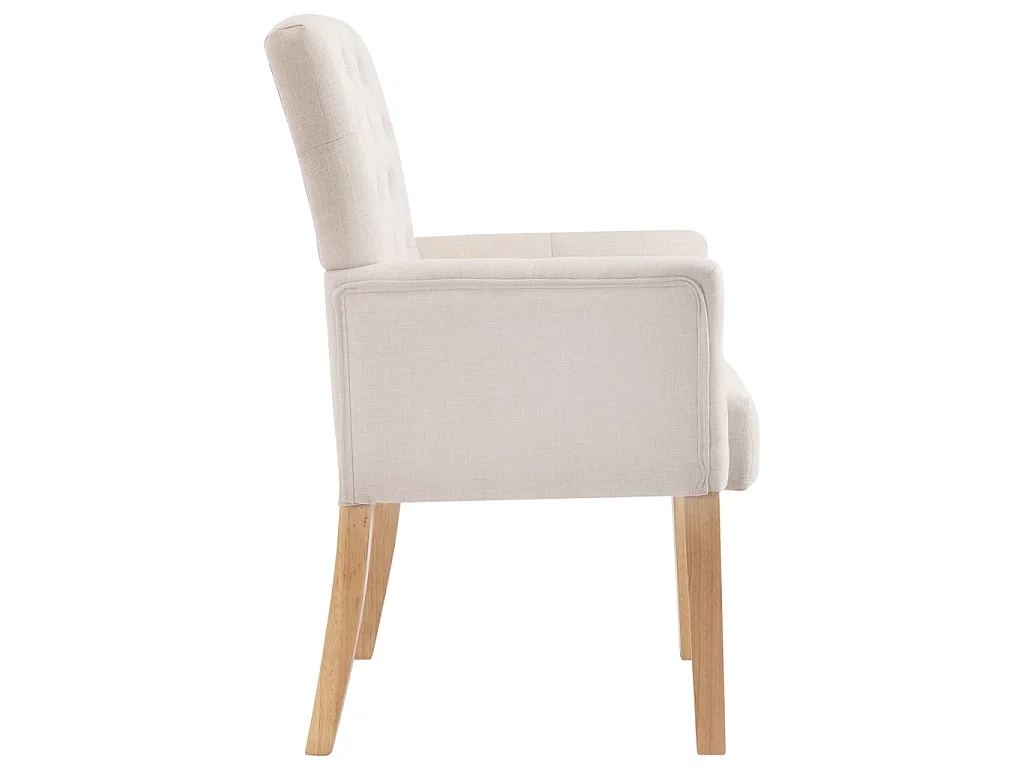 Chaises de salle à manger avec accoudoirs 2 pcs Beige Tissu