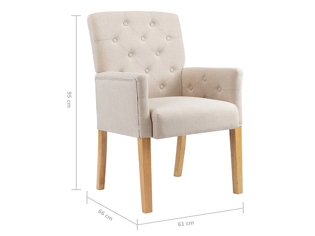 Chaises de salle à manger avec accoudoirs 2 pcs Beige Tissu