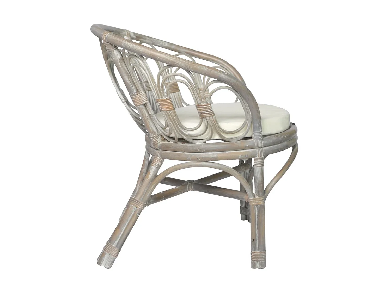 Chaise de salle à manger avec coussin gris Rotin naturel et lin