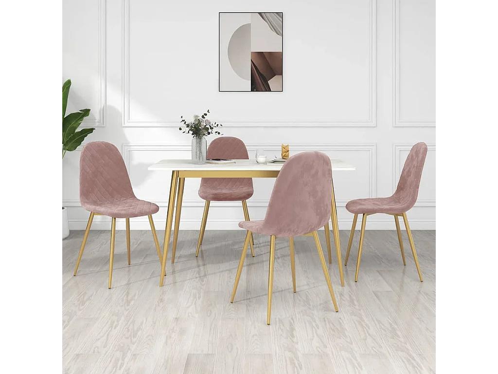 Chaises de salle à manger 4 pcs Rose Velours 12