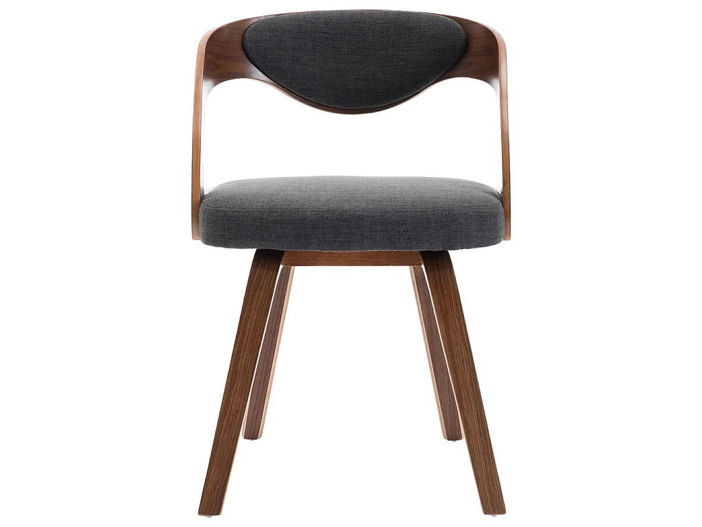 Chaises de salle à manger 6 pcs Gris foncé Bois courbé et tissu 2