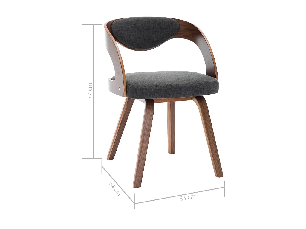 Chaises de salle à manger 6 pcs Gris foncé Bois courbé et tissu 2