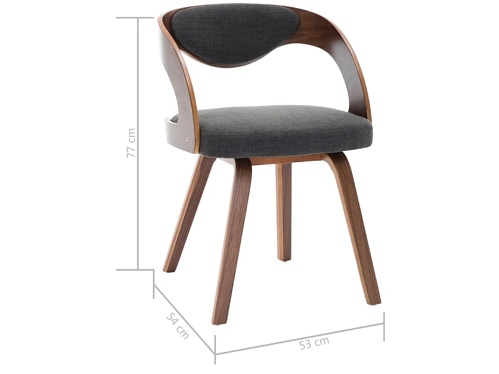 Chaises de salle à manger 6 pcs Gris foncé Bois courbé et tissu 2