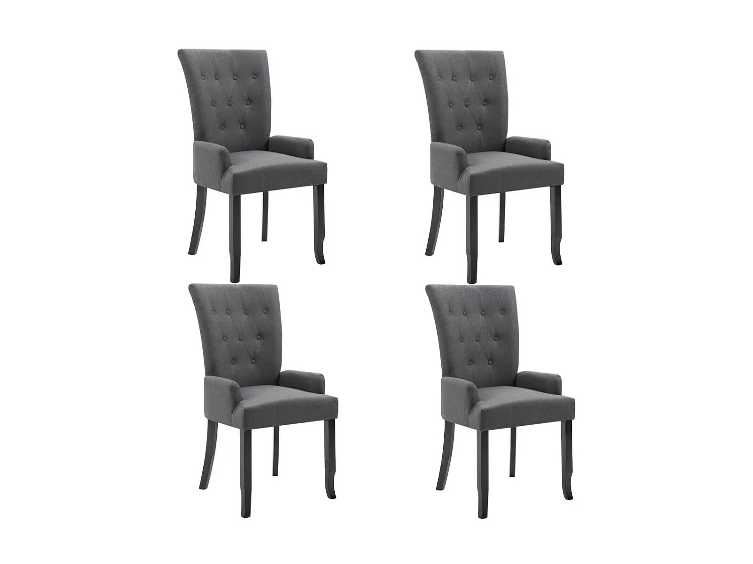 Chaises de salle à manger avec accoudoirs 4pcs Gris foncé Tissu 2
