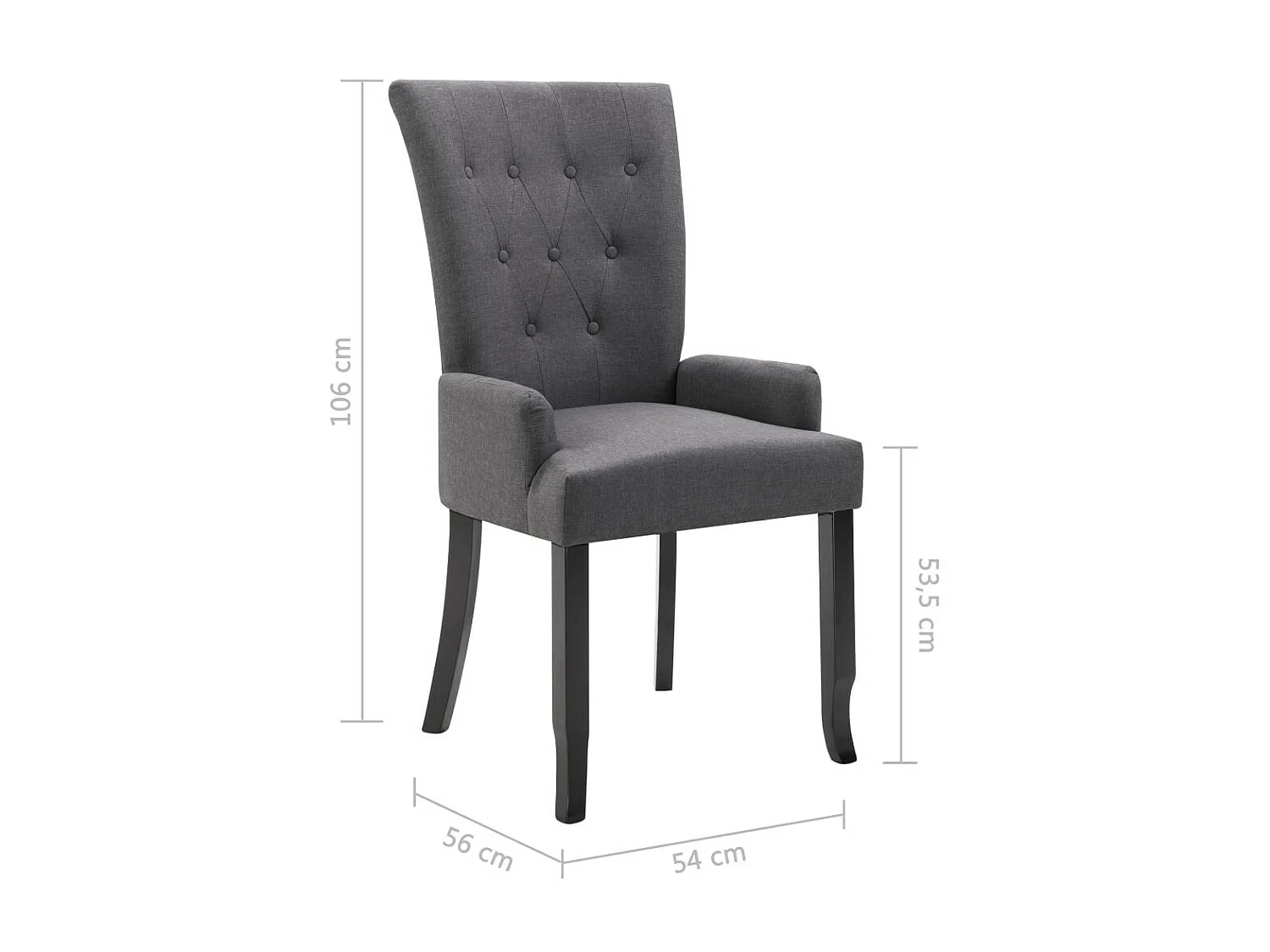 Chaises de salle à manger avec accoudoirs 4pcs Gris foncé Tissu 2