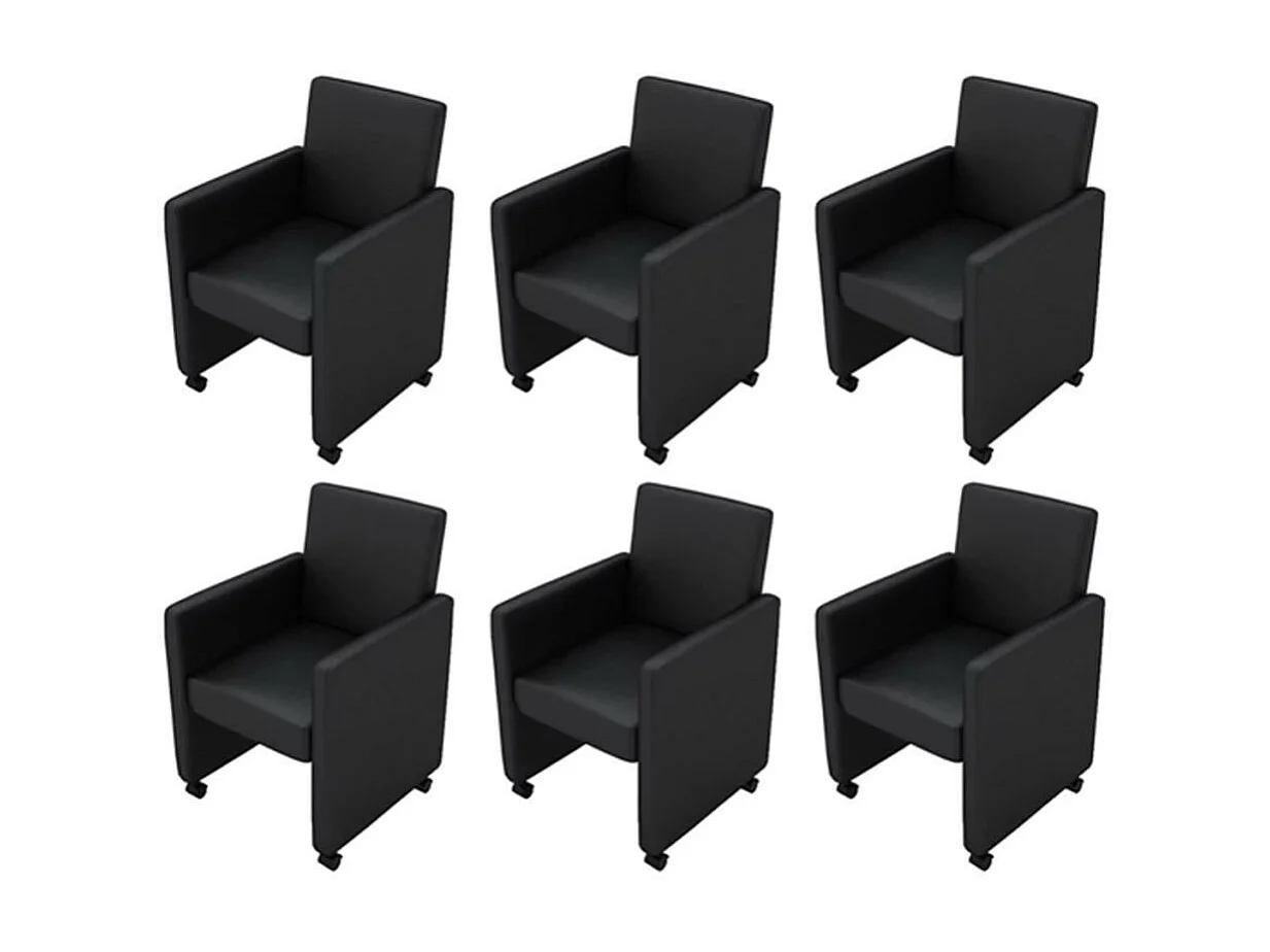 Chaises de salle à manger 6 pcs Noir Similicuir 7
