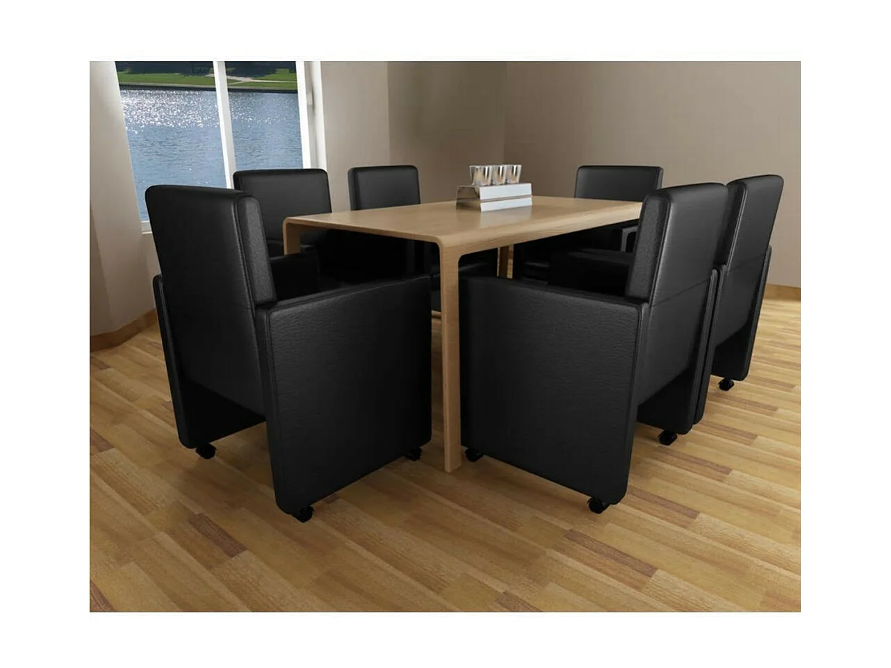Chaises de salle à manger 6 pcs Noir Similicuir 7