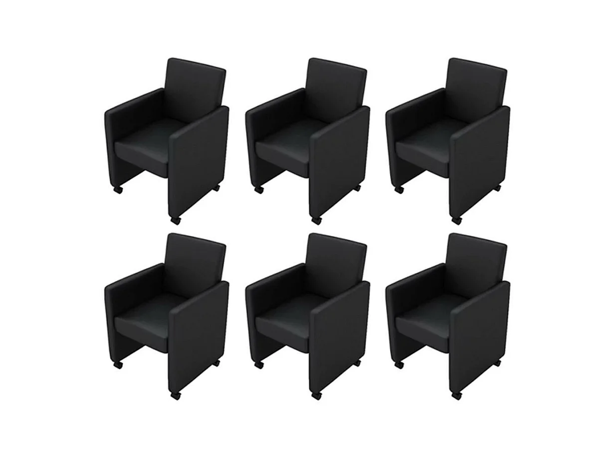 Chaises de salle à manger 6 pcs Noir Similicuir 7