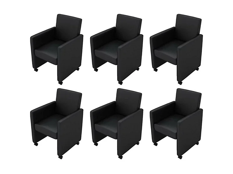 Chaises de salle à manger 6 pcs Noir Similicuir 7