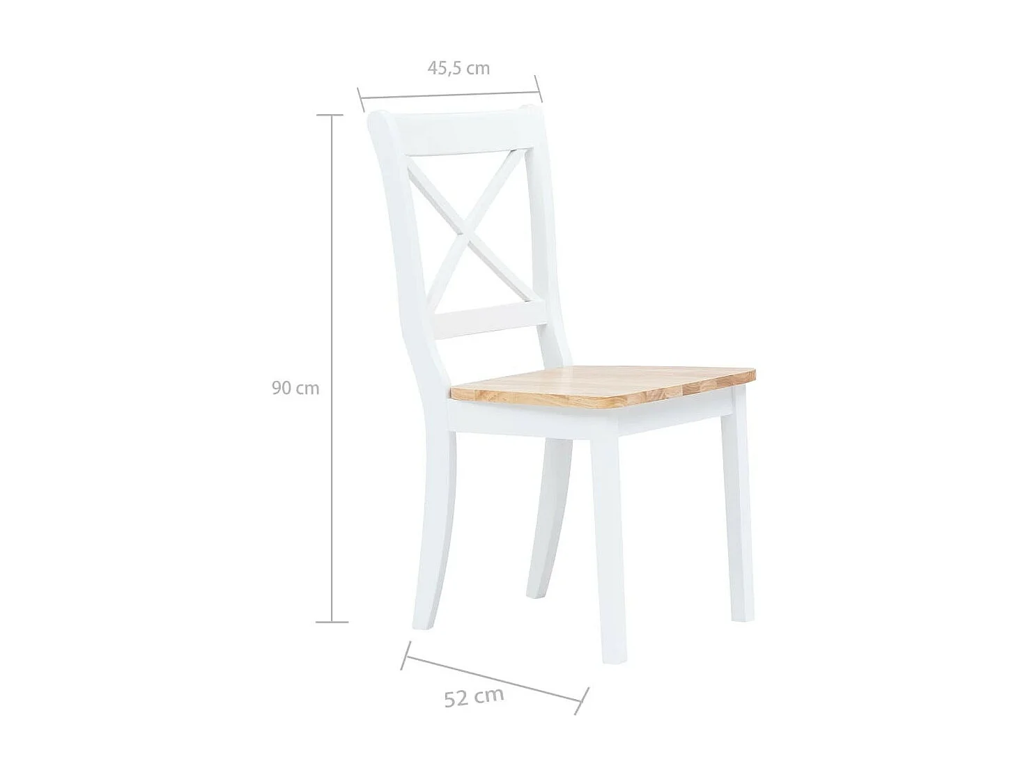 Chaise bois massif blanc et naturel Aero - Lot de 4