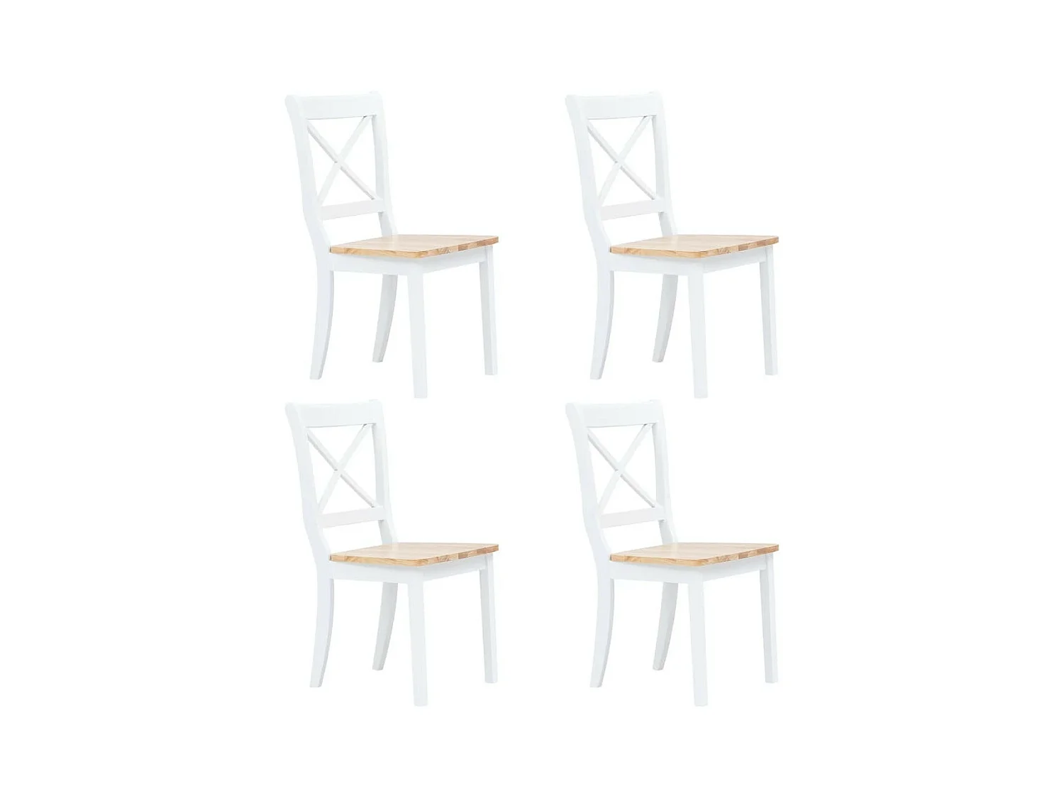 Chaise bois massif blanc et naturel Aero - Lot de 4