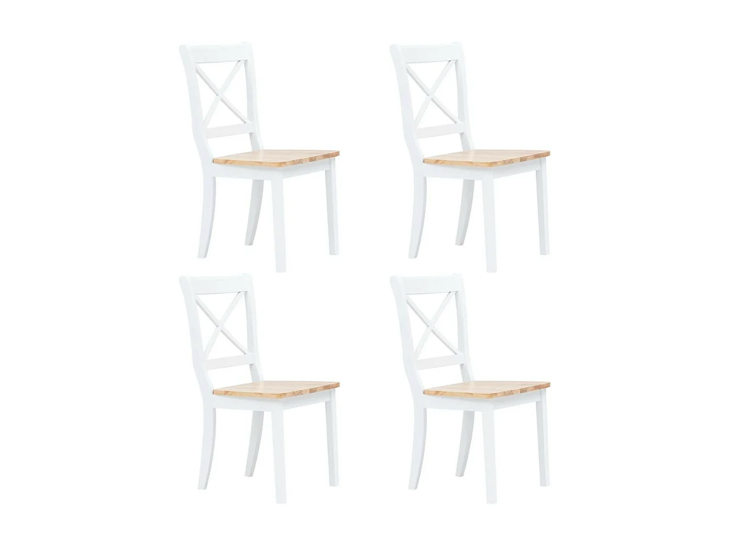 Chaise bois massif blanc et naturel Aero - Lot de 4