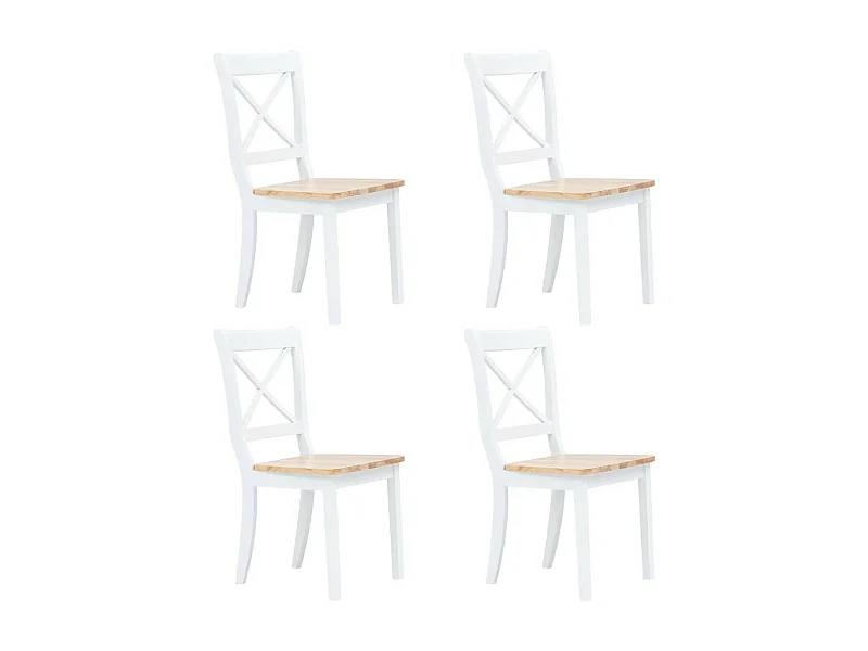Chaise bois massif blanc et naturel Aero - Lot de 4