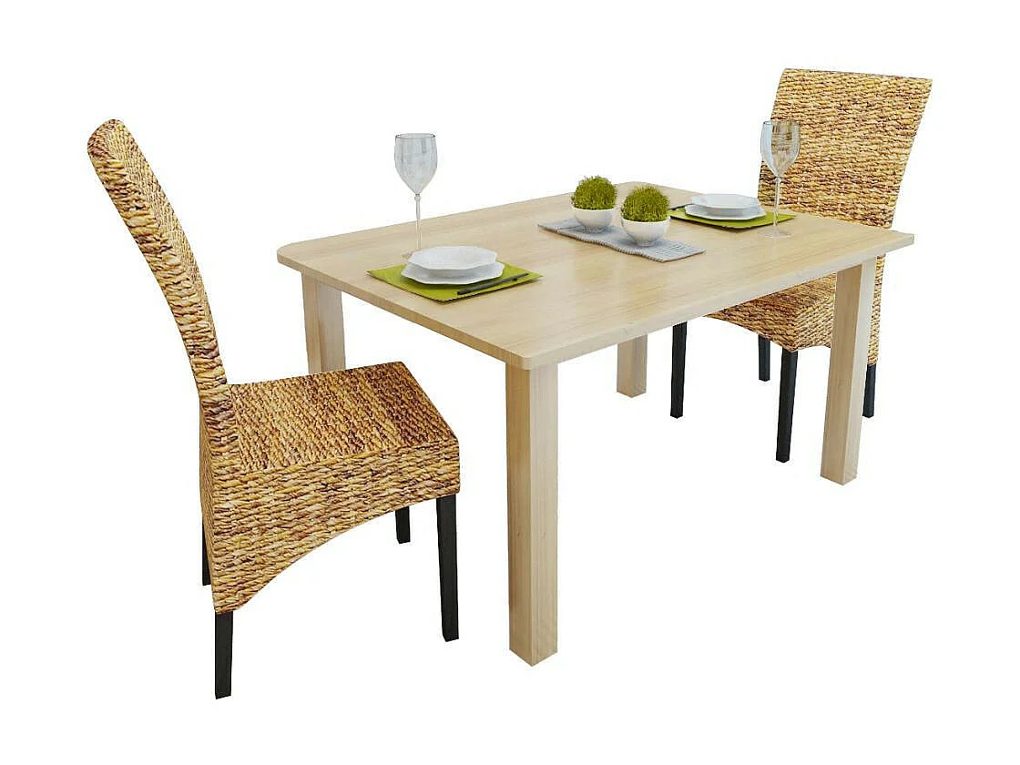 Chaises de salle à manger 2pcs Bois solide de manguier et abaca