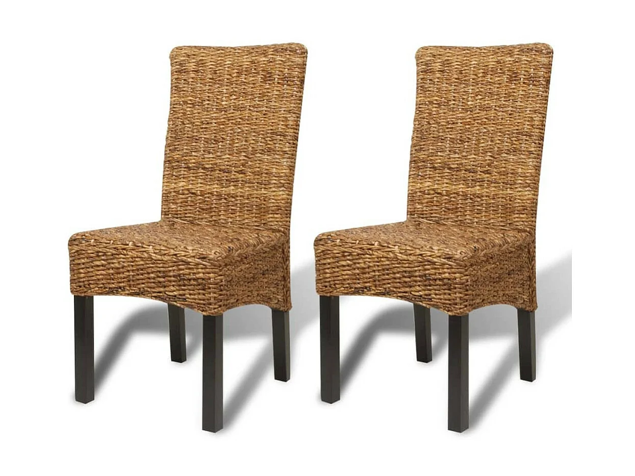 Chaises de salle à manger 2pcs Bois solide de manguier et abaca
