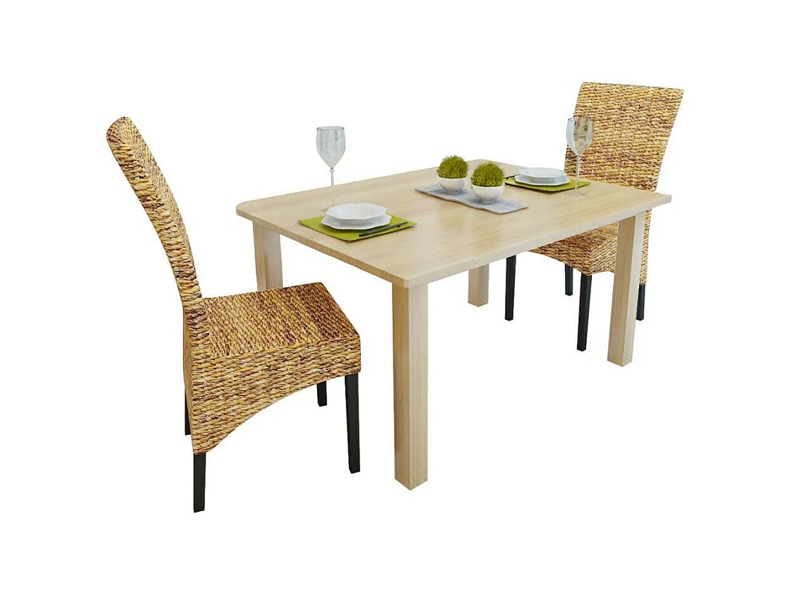 Chaises de salle à manger 2pcs Bois solide de manguier et abaca