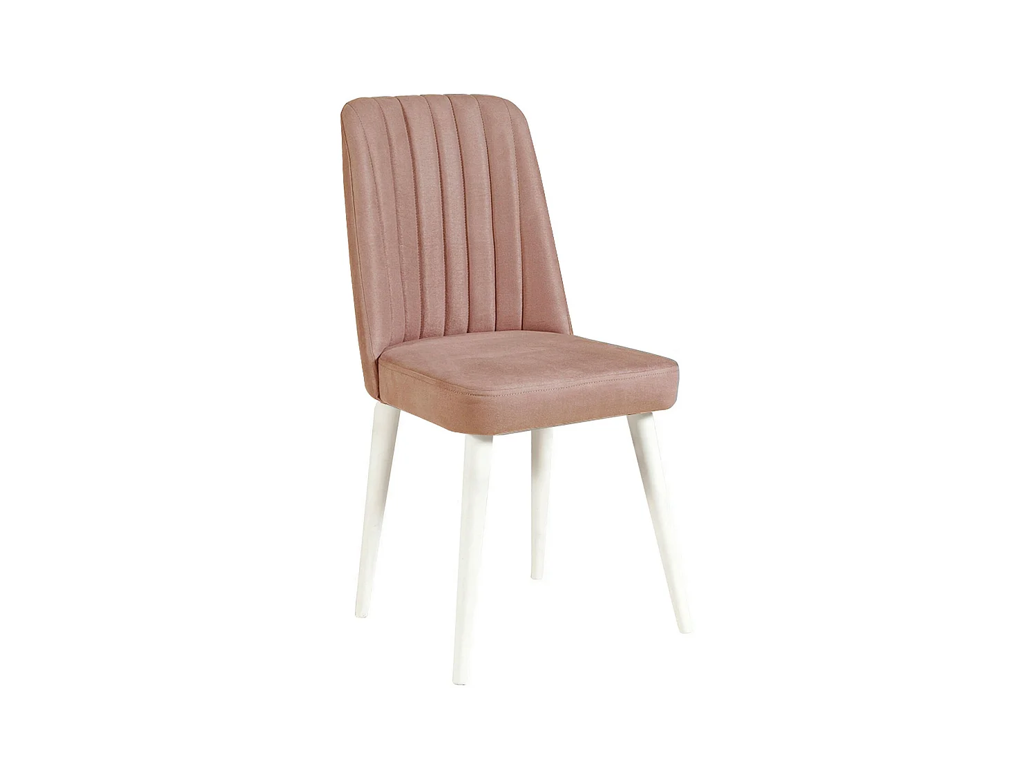 Chaise de salle à manger velours rose pale et bois blanc Akira
