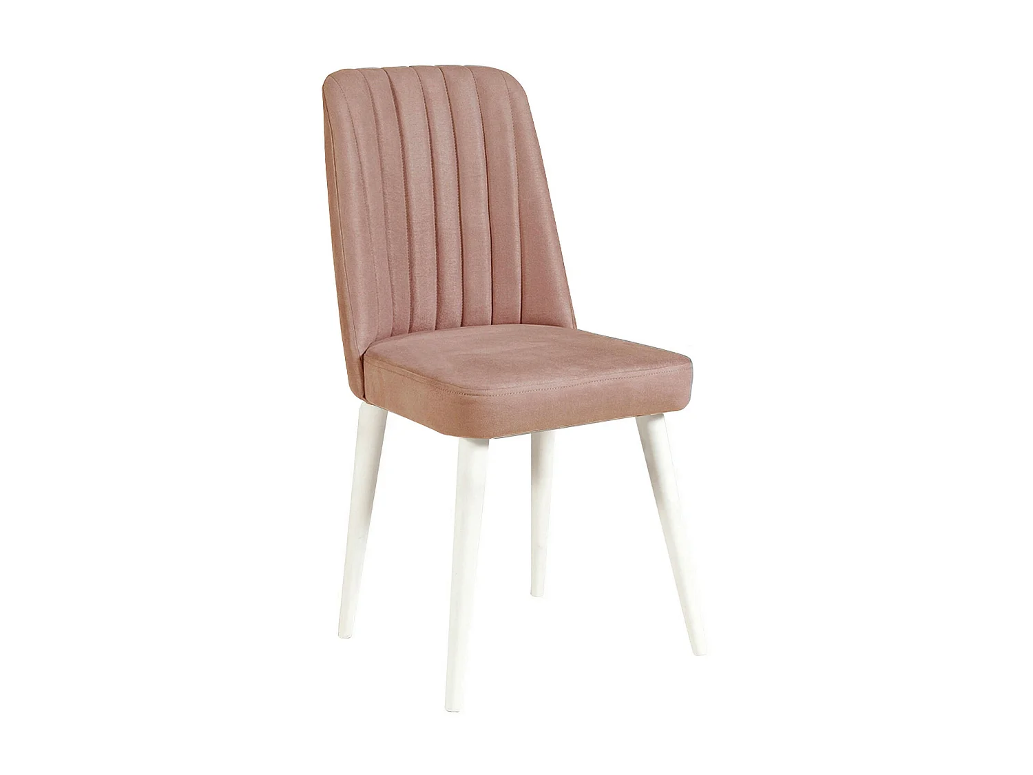 Chaise de salle à manger velours rose pale et bois blanc Akira