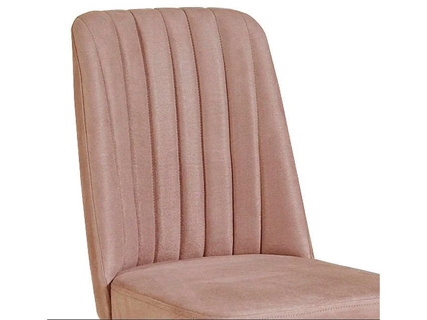 Chaise de salle à manger velours rose pale et bois blanc Akira