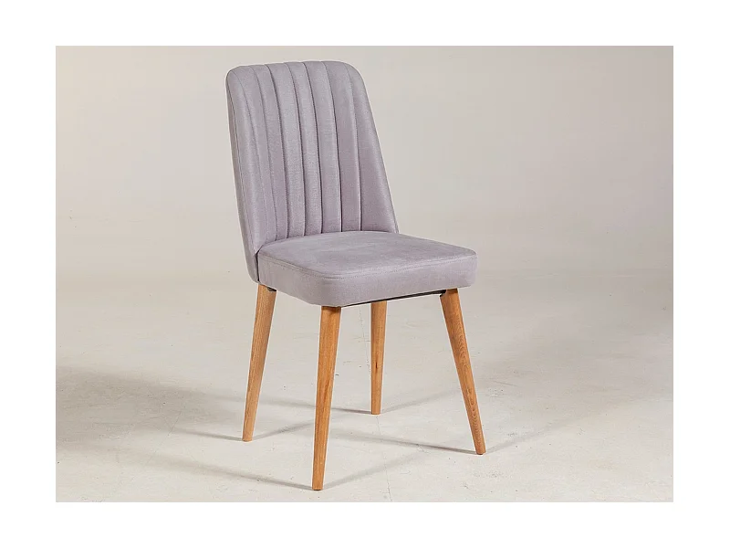 Chaise de salle à manger tissu gris et bois de pin naturel Mareva