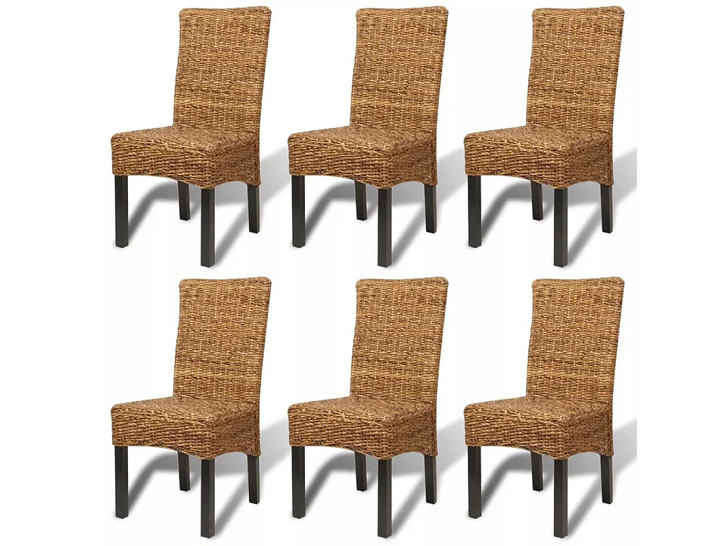 Chaises de salle à manger 6pcs Bois solide de manguier et abaca