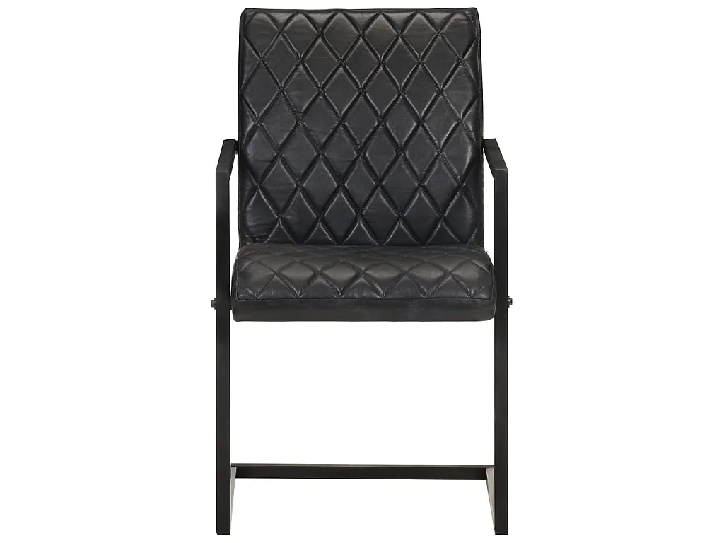 Eetkamerstoelen 4 st echt leer zwart