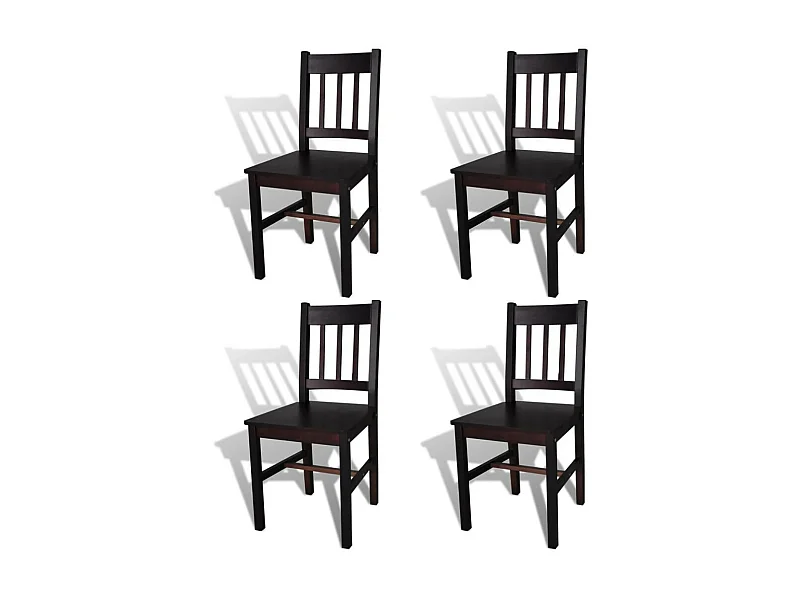 Chaises de salle à manger 4 pcs Marron foncé Pinède