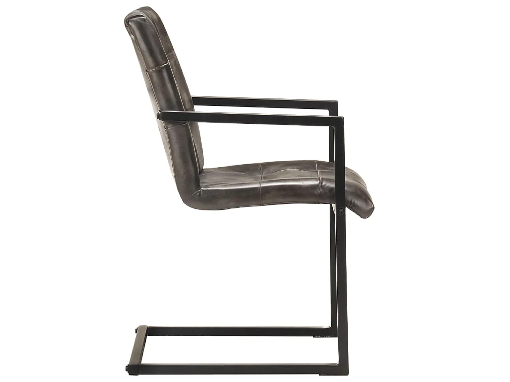 Chaises de salle à manger cantilever 2 pcs Gris Cuir véritable 3