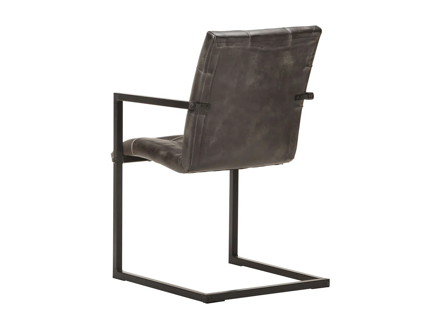 Chaises de salle à manger cantilever 2 pcs Gris Cuir véritable 3