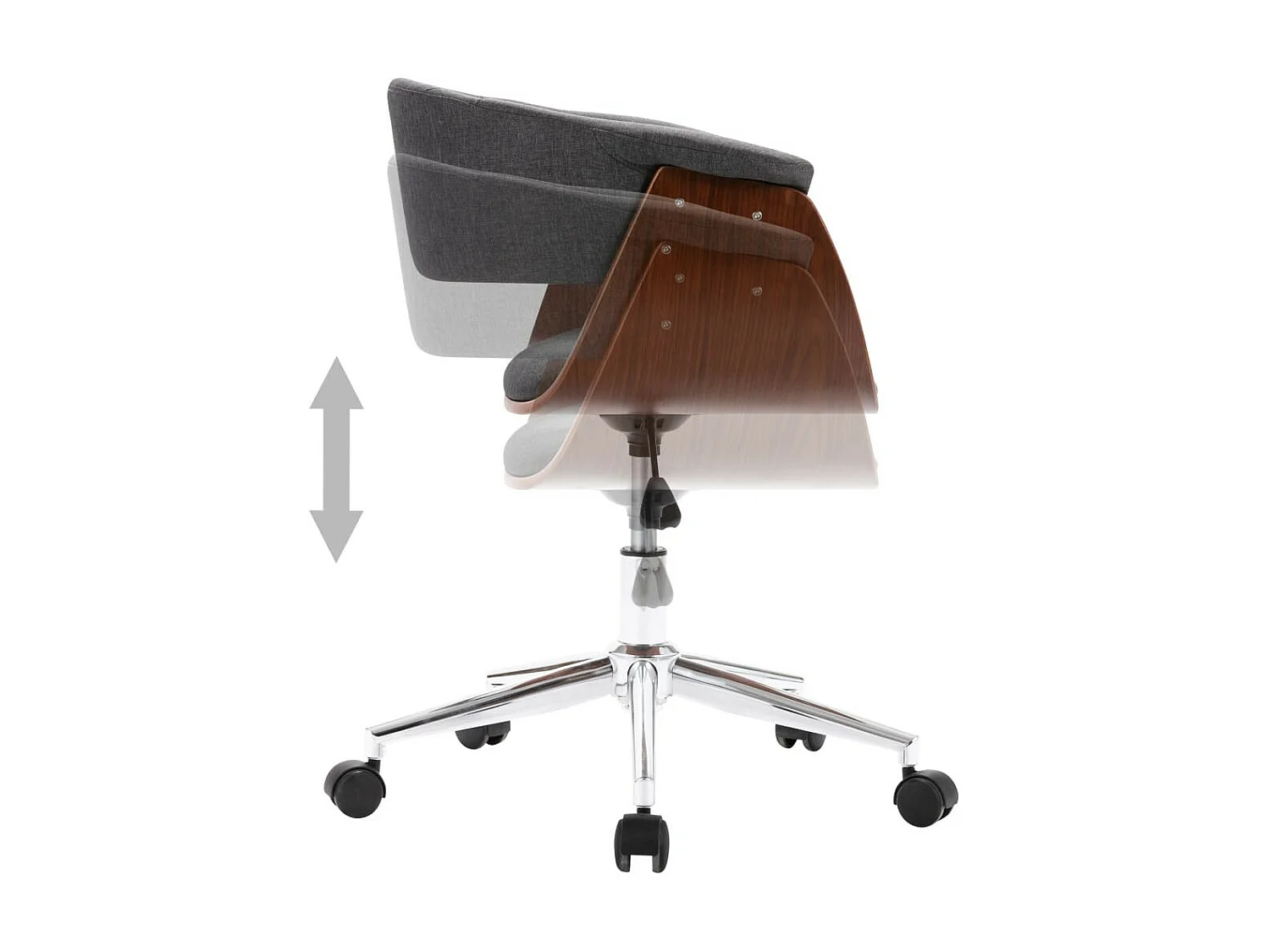 Chaise pivotante de salle à manger Gris Bois courbé et tissu