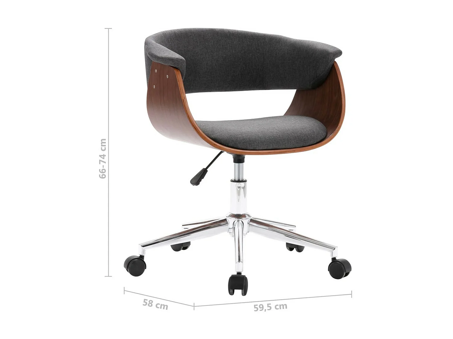 Chaise pivotante de salle à manger Gris Bois courbé et tissu