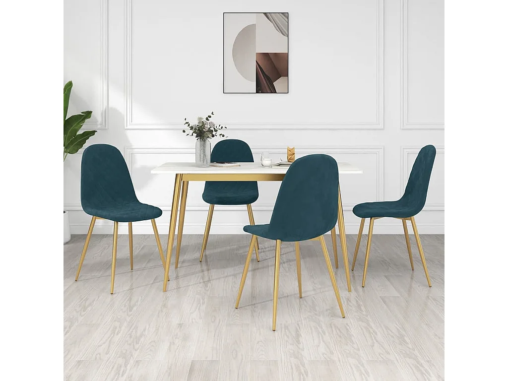 Chaises de salle à manger 4 pcs Bleu Velours 21