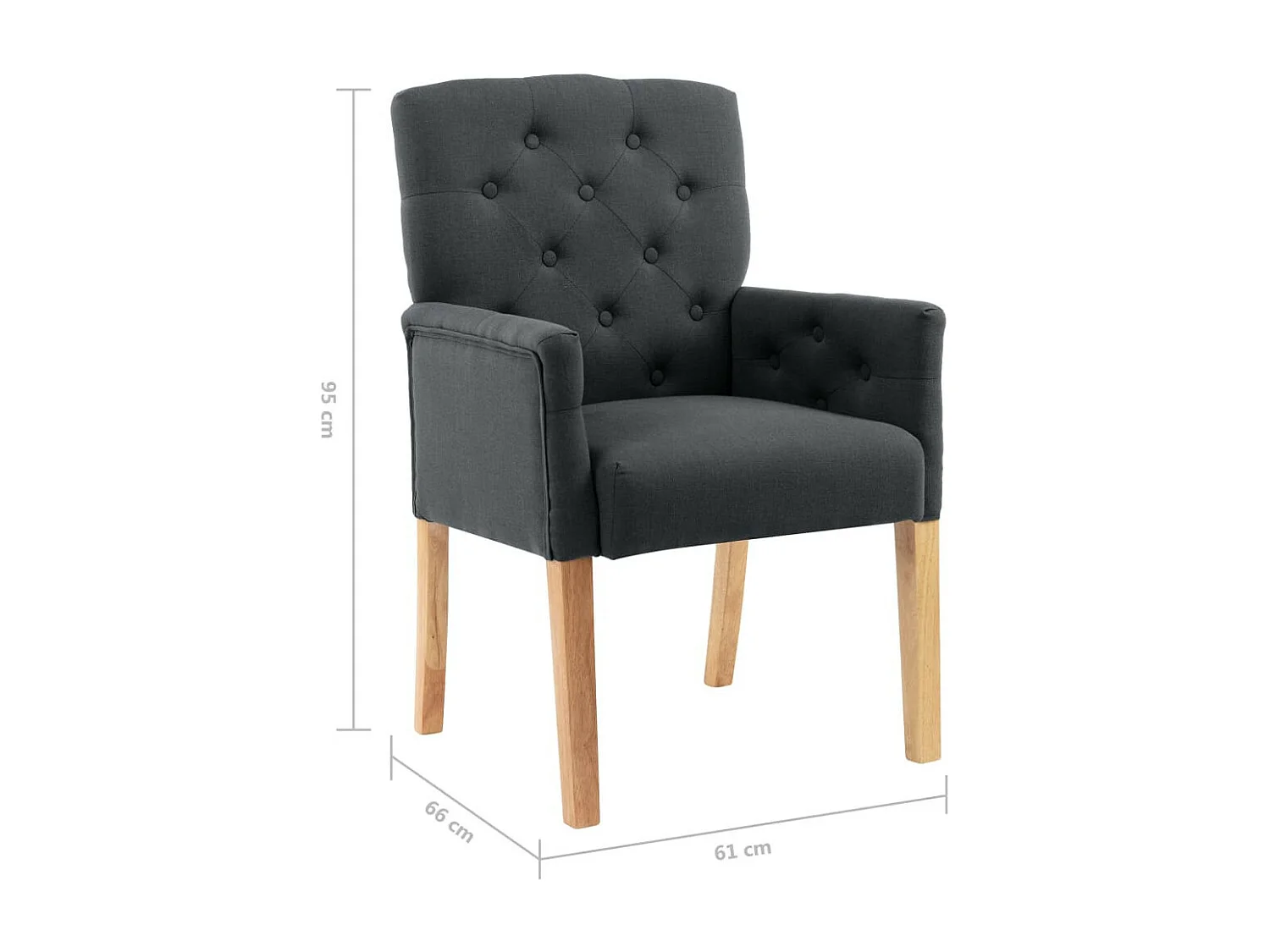 Chaise de salle à manger avec accoudoirs Gris Tissu