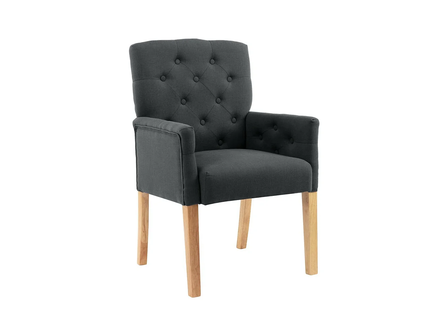 Chaise de salle à manger avec accoudoirs Gris Tissu